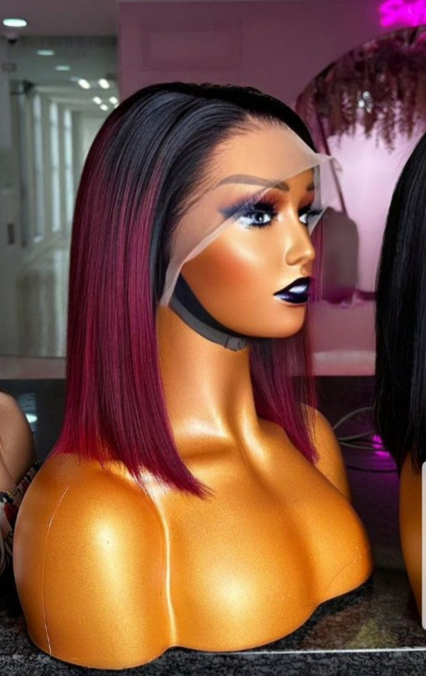 12inch Maroon Bob With Dark Roots